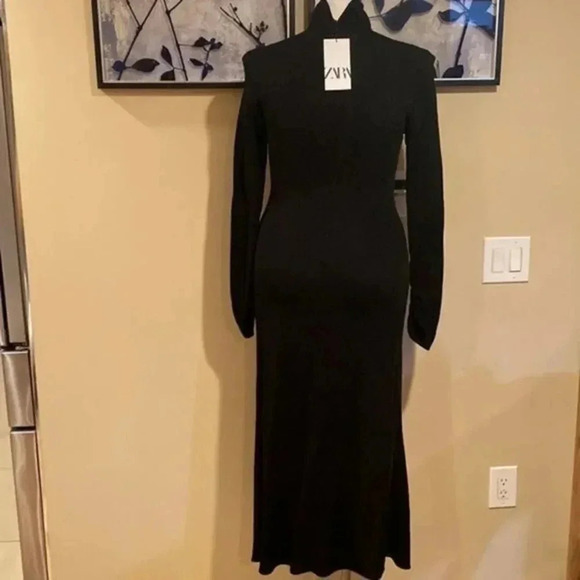ZARA WOMAN NWT BLACK DRAPED SHEATH DRESS - Picture 12 of 12